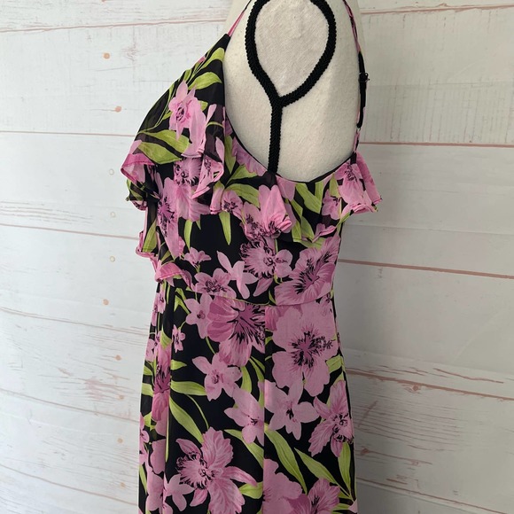 Bar III Women's Maxi Dress Size Small Pink Floral Sleeveless Ruffles Flowy - Picture 11 of 12